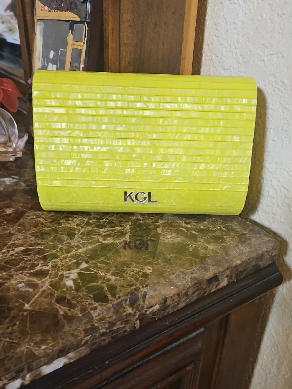 Kurt Geiger Yellow Marbled Clutch